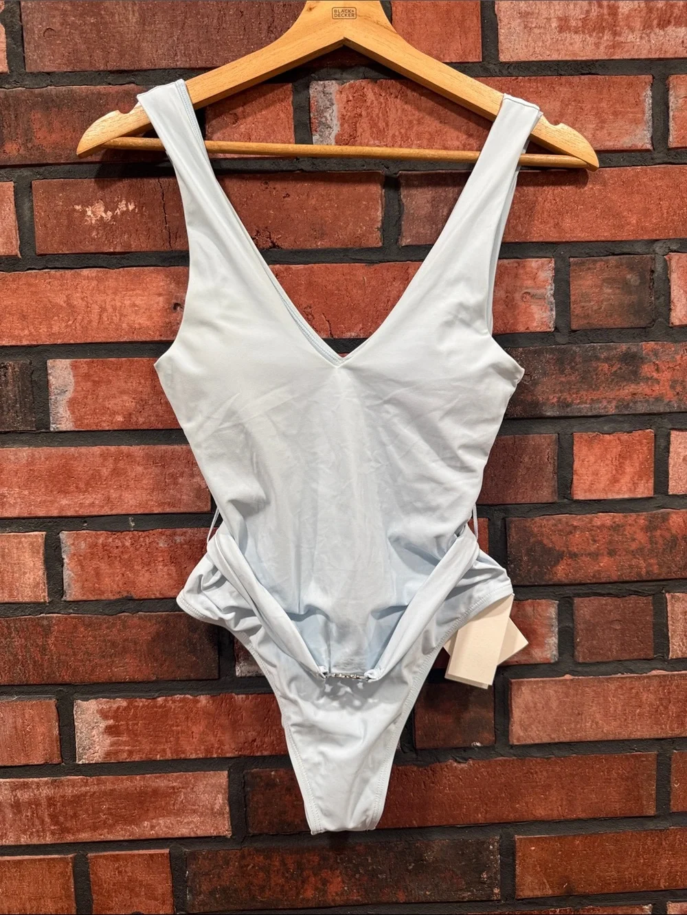 Tory Burch Light Blue V-Neck Bandeau One-Piece